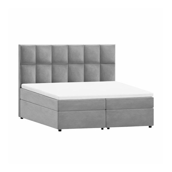 Letto matrimoniale imbottito grigio con spazio contenitivo 160x200 cm Flip - Ropez