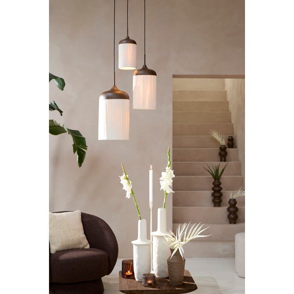 Lampadario marrone scuro con paralume in tessuto ø 16 cm Dania - Light & Living-image-1