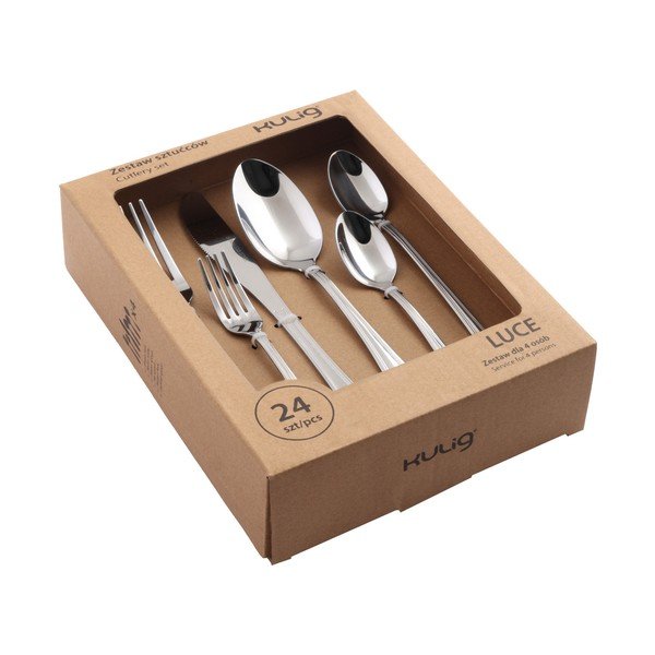 Posate argentate in acciaio inox 24 pz per 4 persone Luce – Kulig-image-3