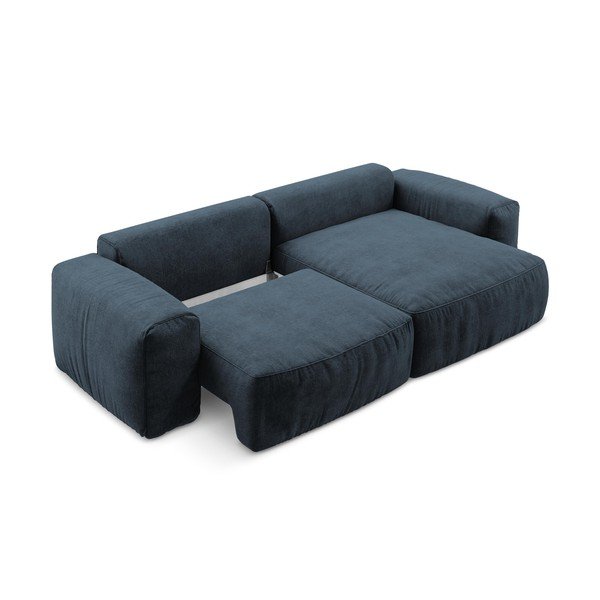 Divano angolare blu scuro allungabile (con penisola a destra/con chaise lounge) con rivestimento in ciniglia Kuki – Makamii-image-4