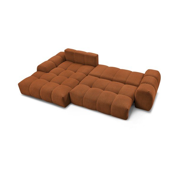 Divano angolare color terracotta allungabile e con contenitore (penisola a sinistra/chaise lounge) con rivestimento in ciniglia Everest – Bobochic Paris-image-4
