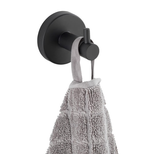 Gancio a parete in acciaio inox nero opaco Bosio - Wenko-image-1