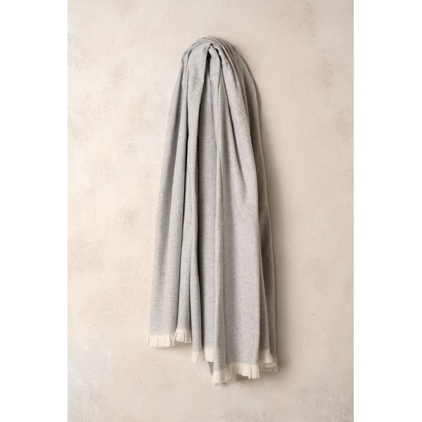 Plaid grigio chiaro con contenuto di cotone , 140 x 180 cm Linen - Euromant-image-1