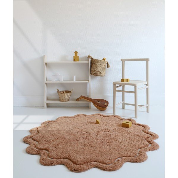 Tappeto rotondo color mattone in cotone lavabile e tessuto a mano ø 110 cm Sweet April Toffee – Nattiot-image-4