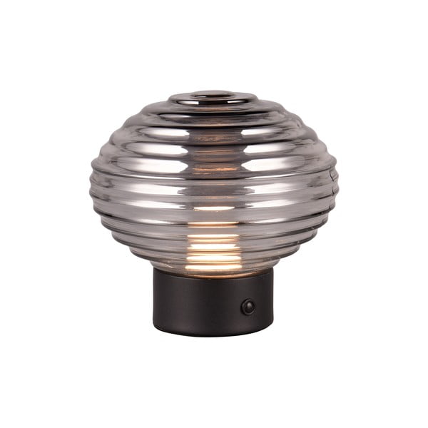 Lampada da tavolo LED dimmerabile nero-grigio con paralume in vetro (altezza 14,5 cm) Earl - Trio-image-2