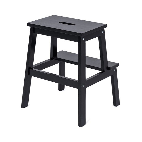 Sgabello in legno di gomma nero Corg - Bonami Essentials-image-1