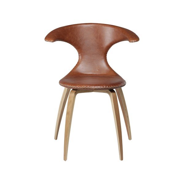 Sedia da pranzo in pelle marrone con poggiapiedi naturale DAN-FORM Danimarca Flair - DAN-FORM Denmark-image-1
