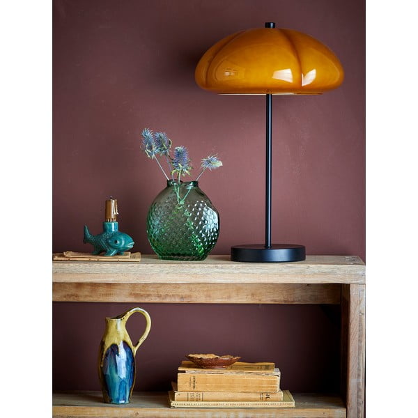 Lampada da tavolo giallo ocra con paralume in vetro (altezza totale 46,5 cm) Kinoko – Bloomingville-image-1