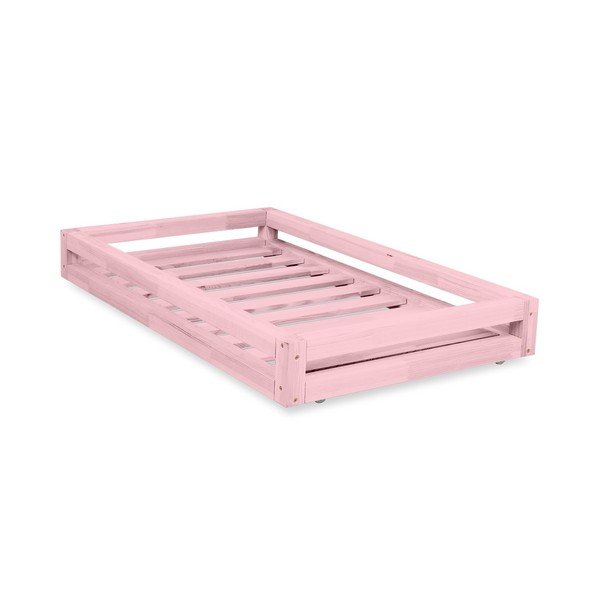 Set di cassetti rosa sotto il letto e 4 gambe allungate, per letto 80 x 180 cm - Benlemi-image-1