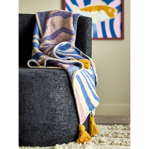 Coperta blu in misto cotone 130x160 cm Arlie – Bloomingville-image-1