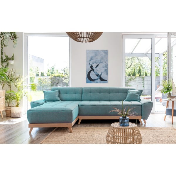 Divano letto angolare turchese (variabile) Dazzling Daisy - Miuform-image-1