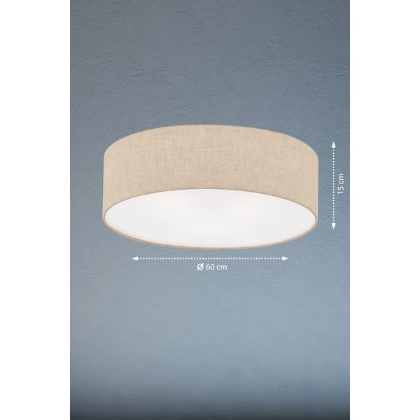 Plafoniera beige con paralume in tessuto ø 60 cm Thor - Fischer & Honsel-image-2