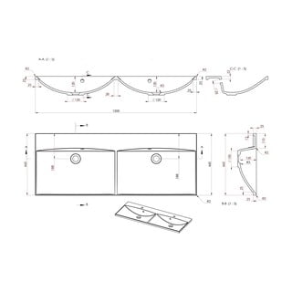 Doppio lavabo bianco in composito minerale 120x46 cm Maria – Sapho