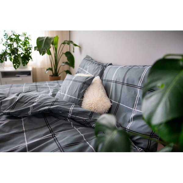 Biancheria da letto singola in cotone grigio Dita, 140 x 200 cm Karo - Cotton House-image-2