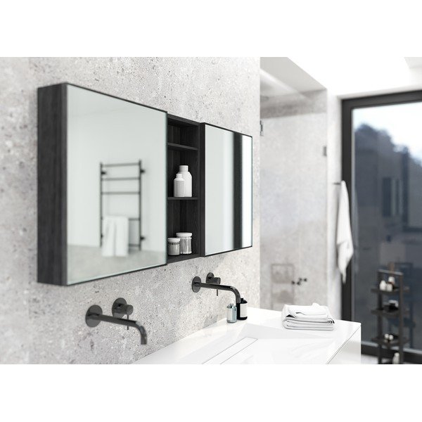 Mensola da parete per bagno in rovere nero Slimline - Wireworks-image-2