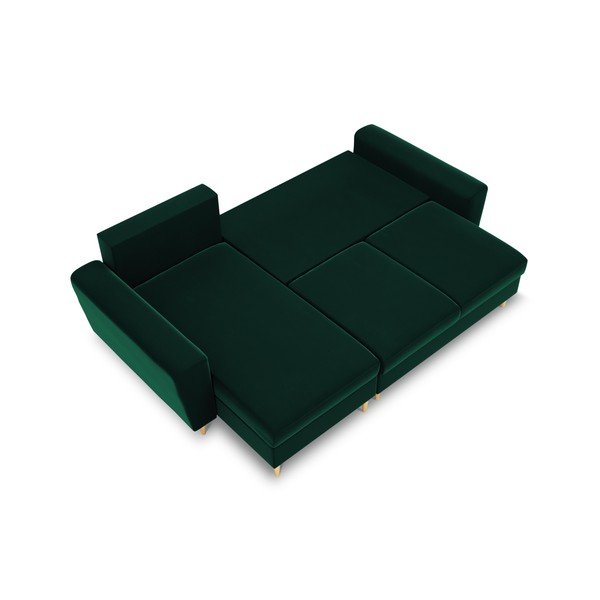 Divano angolare verde allungabile e con contenitore con rivestimento in velluto Kyoto – Cosmopolitan Design-image-1