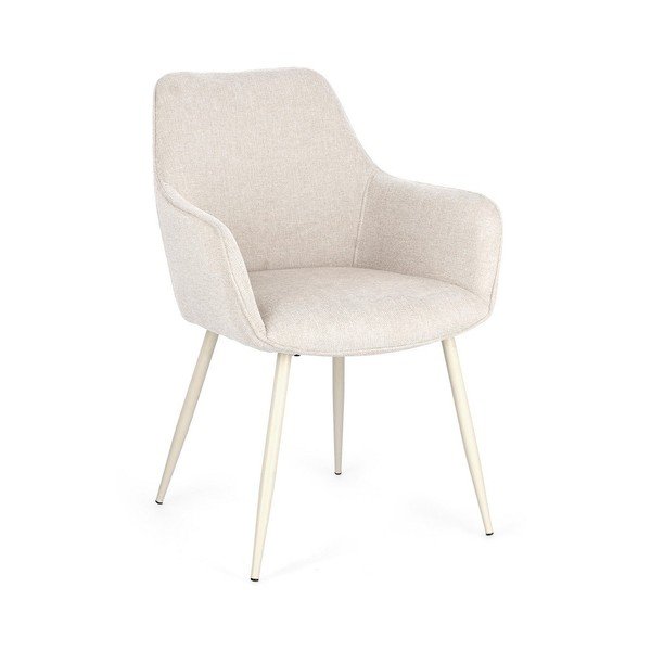 Sedia da pranzo beige imbottito con braccioli Cora – Bizzotto