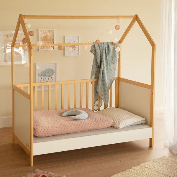 Lettino in colore bianco e naturale 70x140 cm - Roba-image-1