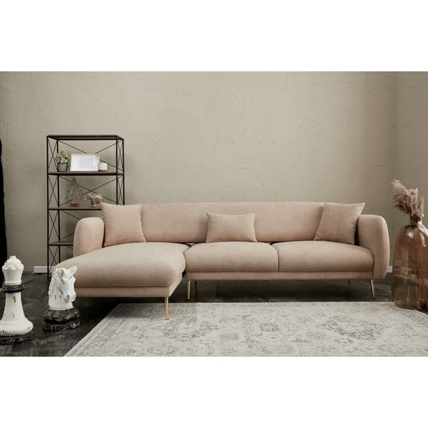 Divano angolare beige (con penisola a sinistra/con chaise lounge) Simena – Balcab Home-image-3