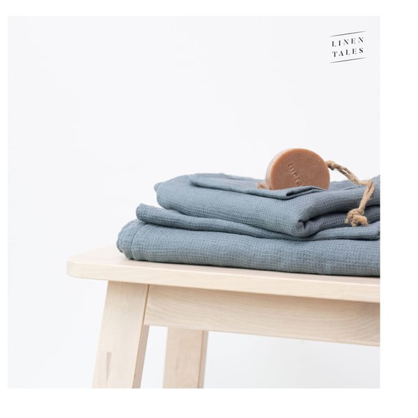 Asciugamano di lino blu 30x30 cm Blue Fog - Linen Tales-image-3