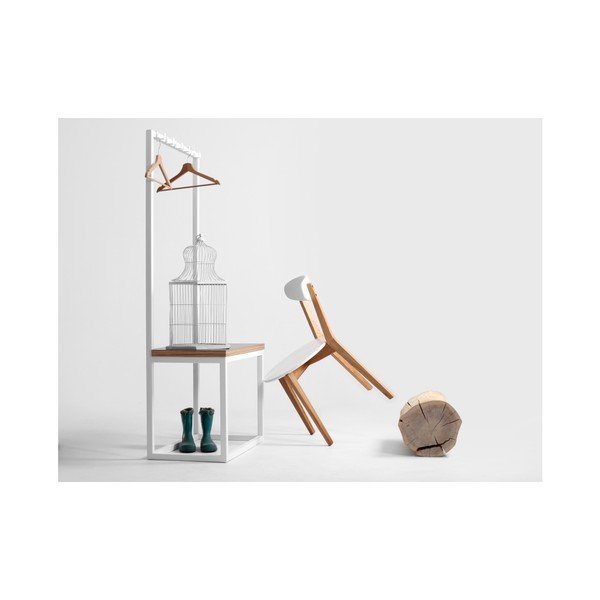 Appendiabiti bianco con panca, larghezza 75 cm Next - CustomForm-image-1