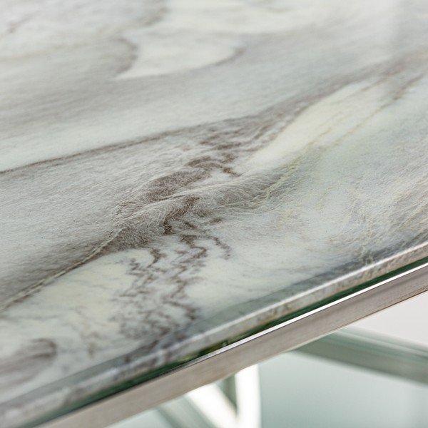 Tavolino con piano in marmo bianco e argento 60x120 cm Altiplano - Burkina-image-1