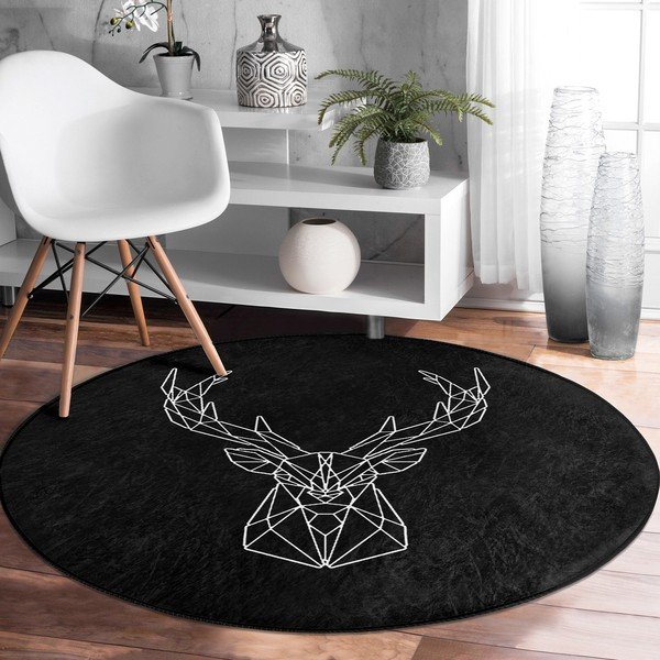 Tappeto rotondo nero lavabile adatto a robot aspirapolvere ø 100 cm Comfort - Mila Home-image-3
