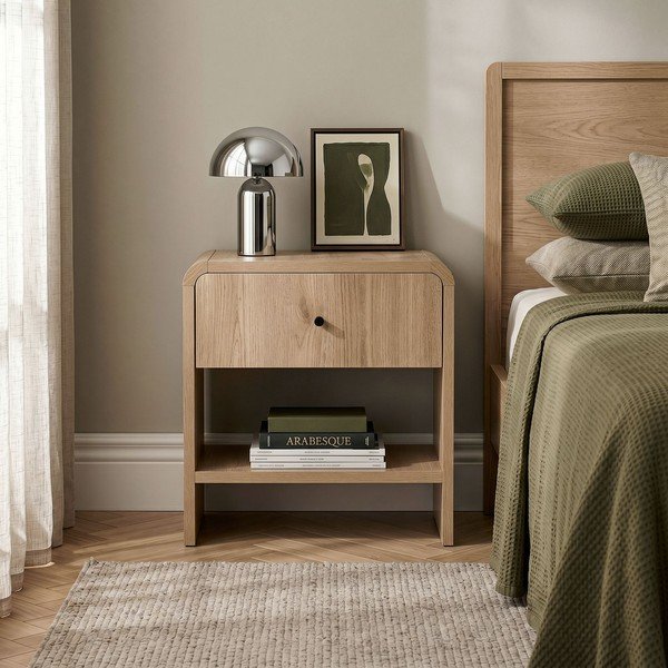 Comodino colore naturale chiaro con effetto rovere Parila – Nordure-image-2
