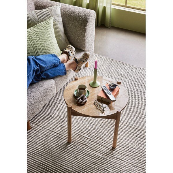 Tavolino rotondo con piano in pietra naturale ø 60 cm Trava - Hübsch-image-2