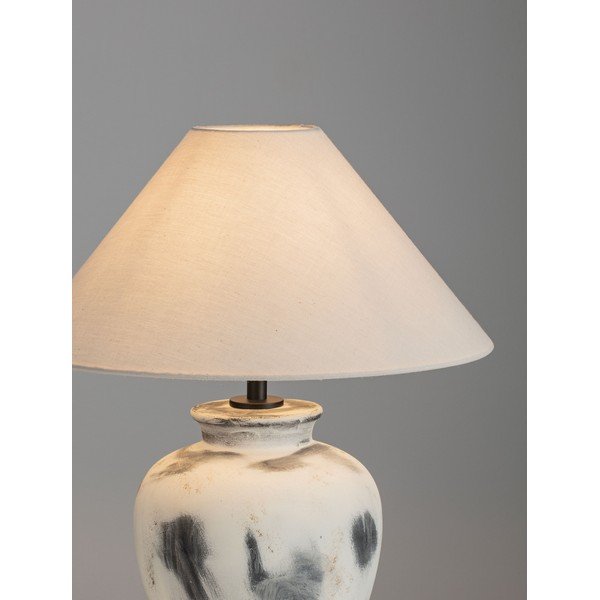 Lampada da tavolo bianca/grigia in ceramica con paralume in tessuto (altezza totale 55 cm) Lupe – Nova Luce-image-1