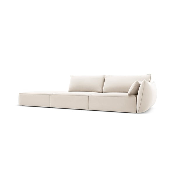 Divano beige con penisola a destra con rivestimento in velluto 264 cm Vanda – Mazzini Sofas-image-2