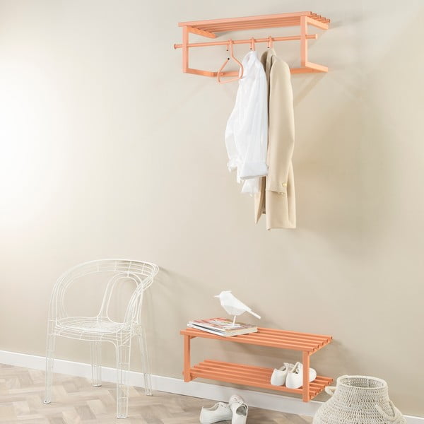Attaccapanni da parete color salmone in metallo con scaffale 76 cm Marco – Spinder Design-image-2