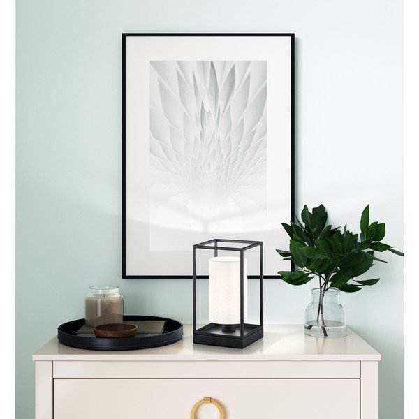 Lampada da tavolo bianca e nera con paralume in tessuto (altezza 28,5 cm) Gilli - Fischer & Honsel-image-1