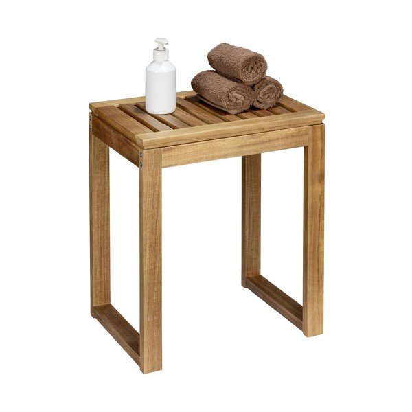 Sgabello di colore naturale in acacia massiccia Fondi – Wenko-image-3
