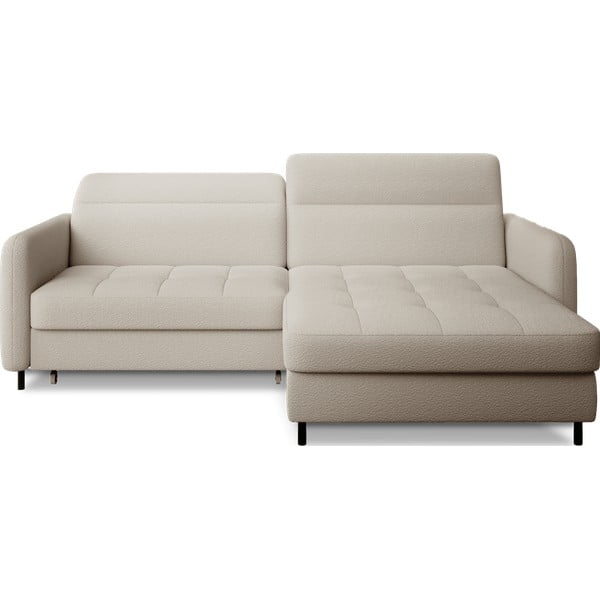 Divano angolare beige allungabile/con contenitore (con penisola a destra/con chaise lounge) e rivestimento in bouclé Gomsi – ELTAP