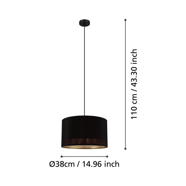 Lampadario nero con paralume in tessuto ø 38 cm ESTEPERRA – EGLO-image-2