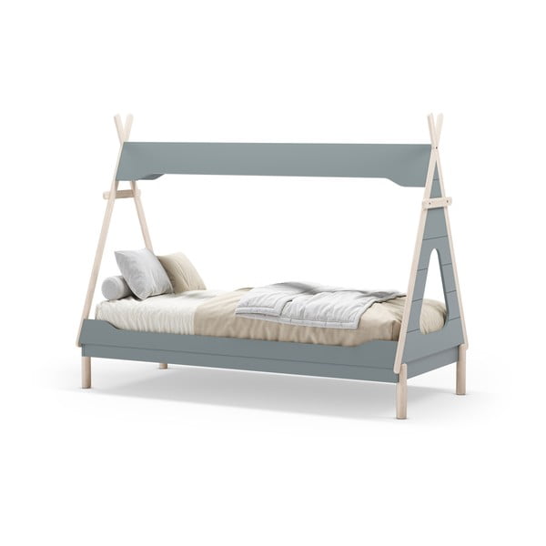 Letto per bambini in legno di pino color petrolio 90x190 cm Nora - Marckeric-image-2