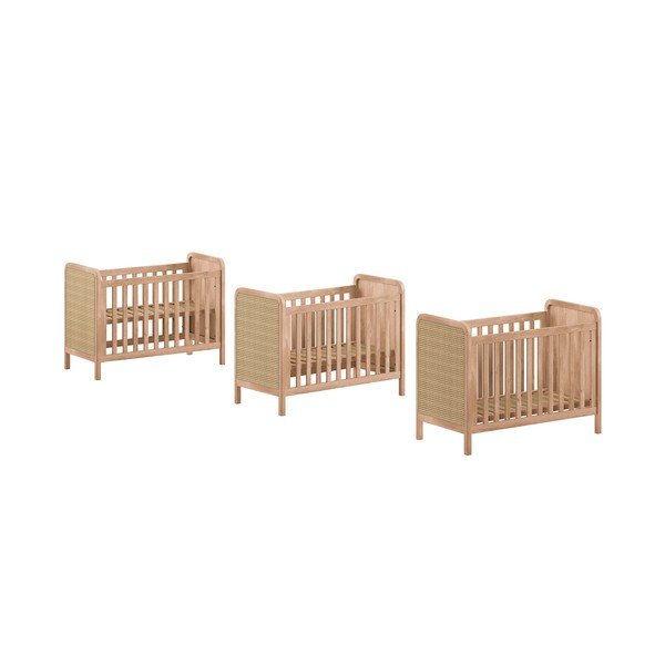 Lettino di colore naturale con altezza regolabile 60x120 cm Woods – Vipack-image-2