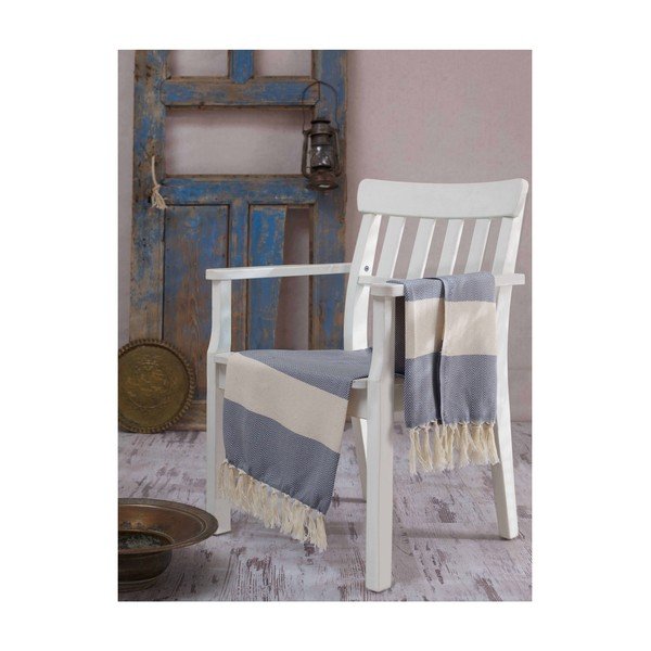 Telo da bagno Hammam Baliksirti grigio , 100 x 180 cm - Mijolnir-image-1
