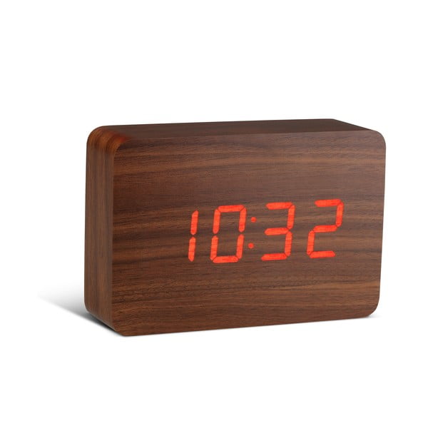 Sveglia marrone con display a LED rosso Brick Click Clock - Gingko