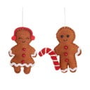 Decorazioni per albero di natale in set in tessuto fatte a mano 2 pz 6,5 cm Gingerbread Couple – Sass & Belle