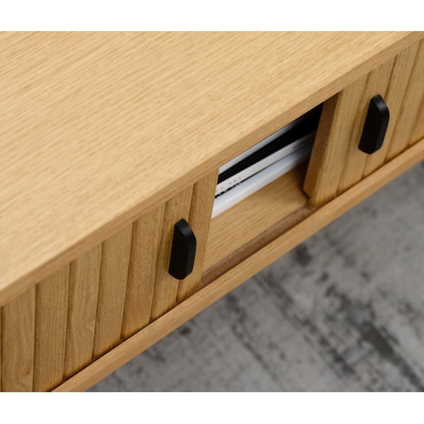 Tavolino in rovere decorato in colore naturale 60x120 cm Nola - Unique Furniture-image-3