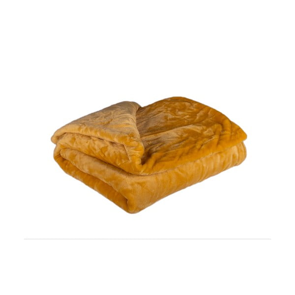 Coperta in micropile giallo senape Ambra, 200 x 220 cm - My House