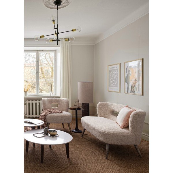 Tavolino da salotto bianco/di colore naturale con piano in marmo 50x70 cm Sylvester – Bizzotto-image-2
