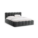 Letto matrimoniale imbottito grigio scuro con contenitore con rete inclusa 140x200 cm Lupine – Micadoni 