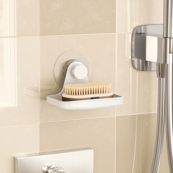 Dispenser di sapone bianco in plastica riciclata senza foratura Flex - Umbra-image-1