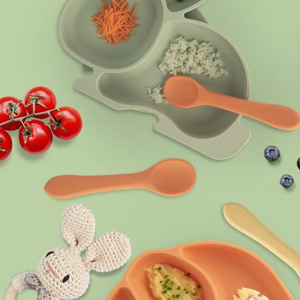 Cucchiaio da bambini arancione in silicone – Orion-image-1