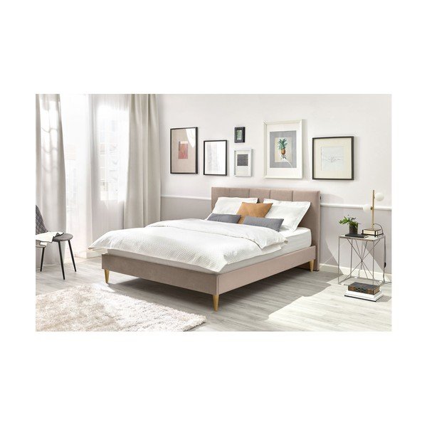 Letto matrimoniale imbottito beige con griglia 180x200 cm Vivara - Bobochic Paris-image-4