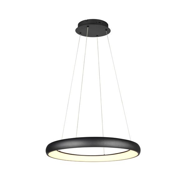 Lampadario nero opaco a LED dimmerabile con paralume in metallo ø 75 cm Cardona - Trio-image-2