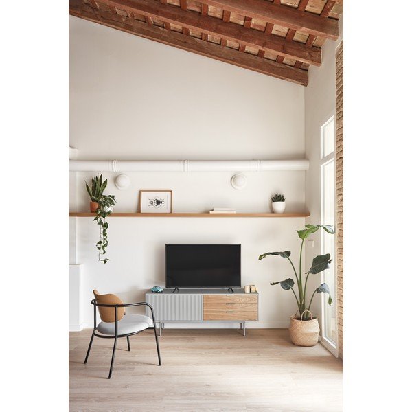 Mobile TV grigio-color naturale effetto rovere 140x52 cm Sierra - Teulat-image-1